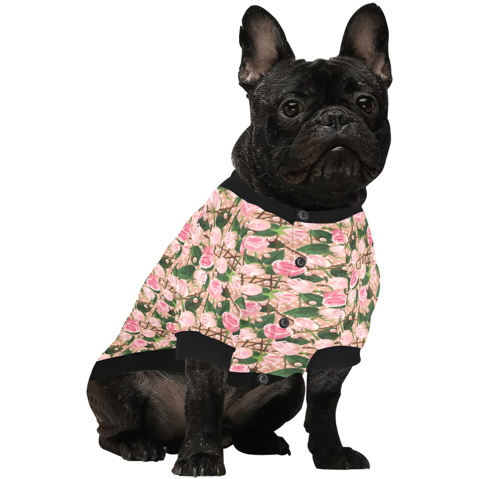 Rose Pattern Print Design 04 All Over Print Pet Dog Round Neck Fuzzy Shirt