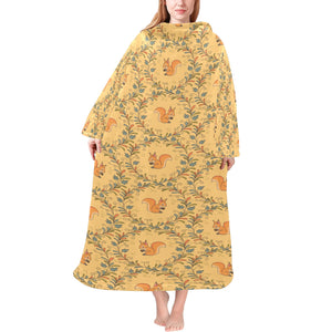 Squirrel Pattern Print Design 01 Blanket Robe with Sleeves