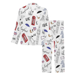 British Pattern Print Design 01 Men's Long Pajama Set