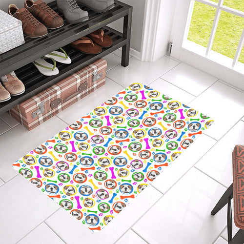 English Bulldog Pattern Print Design 05 Doormat