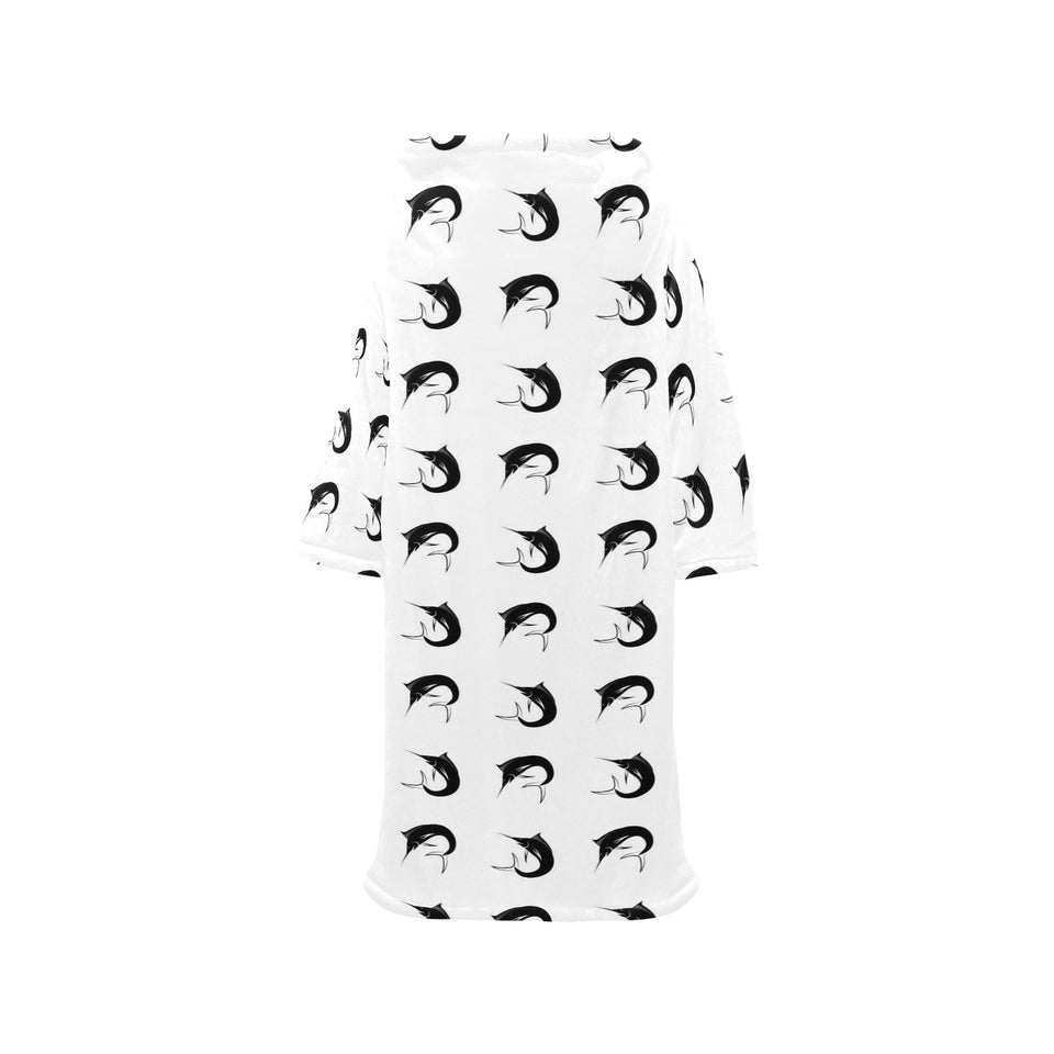 Swordfish Pattern Print Design 01 Blanket Robe with Sleeves