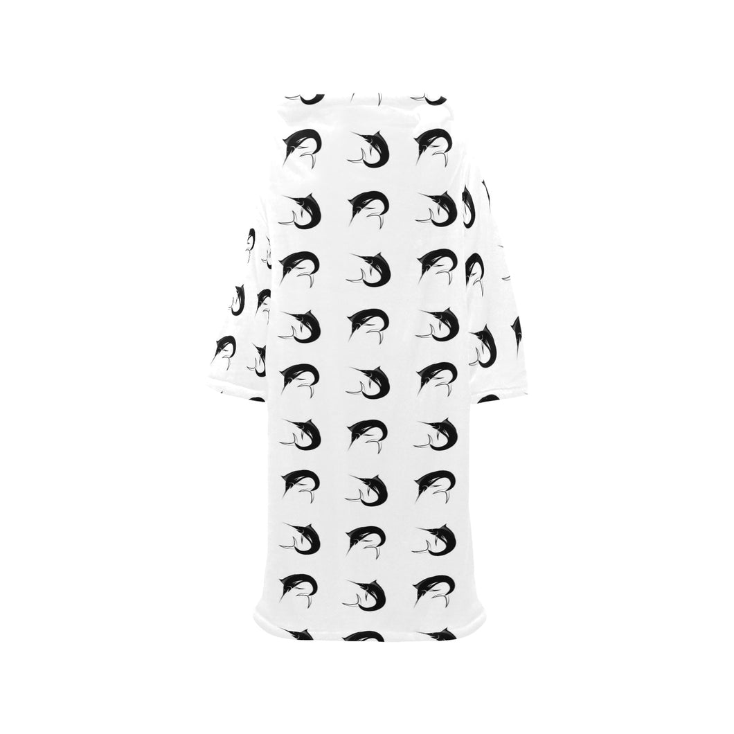 Swordfish Pattern Print Design 01 Blanket Robe with Sleeves