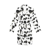 Piano Pattern Print Design 02 Women's Long Sleeve Belted Night Robe