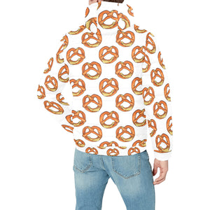 Pretzels Pattern Print Design 03 Men's Padded Hooded Jacket(ModelH42)