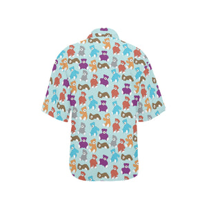 Teddy Bear Pattern Print Design 03 Women's All Over Print Hawaiian Shirt