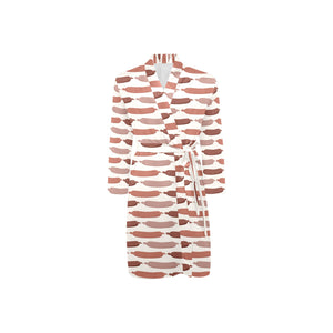 Sausage Pattern Print Design 02 Men's Long Sleeve Belted Night Robe