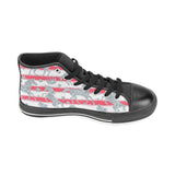 Unicorn Silver Pattern Men's High Top Canvas Shoes Black