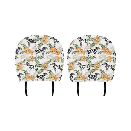 Zebra Hibiscus Pattern Car Headrest Cover