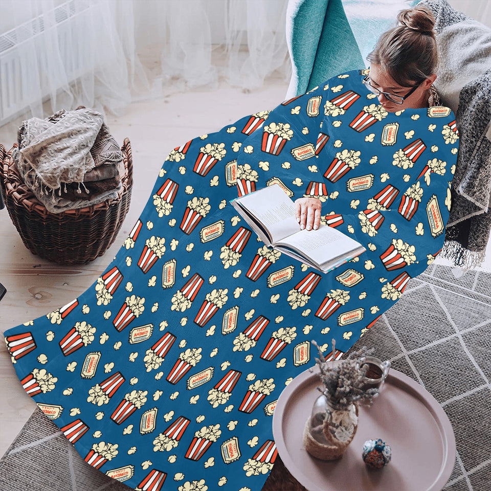 Popcorn Pattern Print Design 03 Blanket Robe with Sleeves