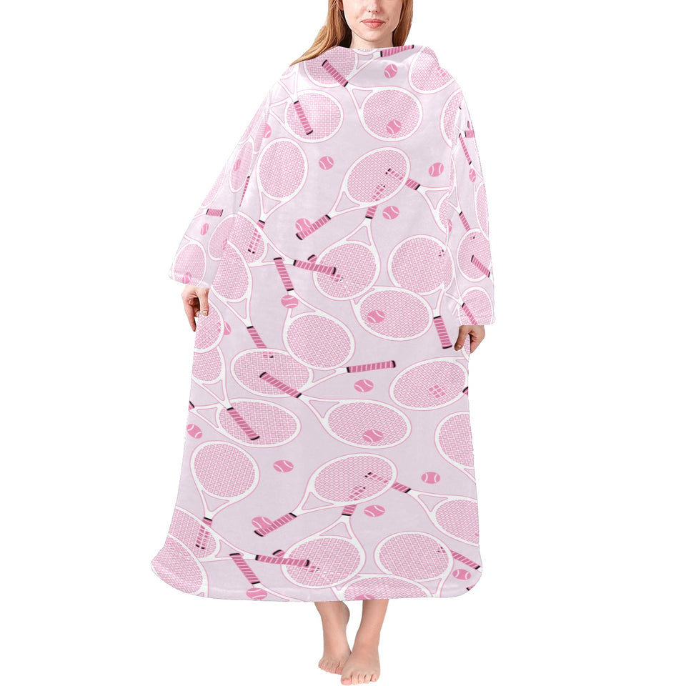 Tennis Pattern Print Design 02 Blanket Robe with Sleeves