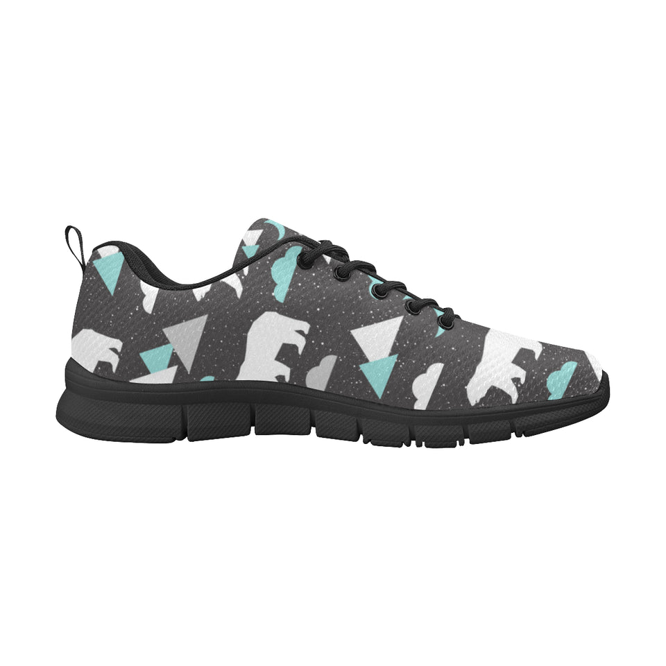 Polar Bear Moon Pattern Men's Sneakers Black