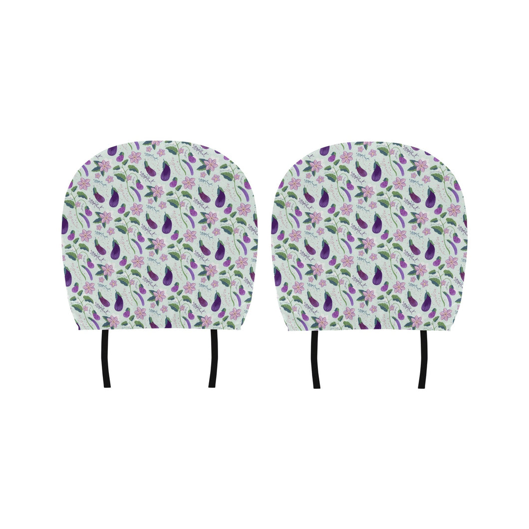 Eggplant Pattern Print Design 03 Car Headrest Cover