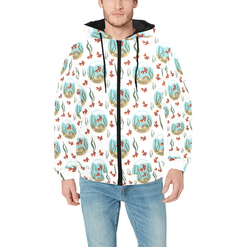 Goldfish Pattern Print Design 01 Men's Padded Hooded Jacket(ModelH42)