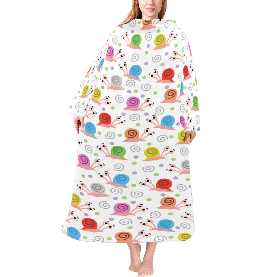 Snail Pattern Print Design 05 Blanket Robe with Sleeves