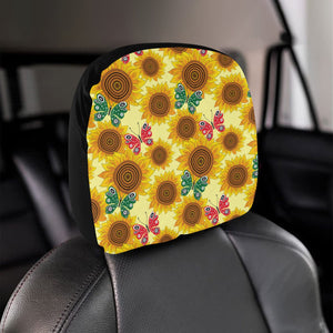 Sunflower Butterfly Pattern Car Headrest Cover