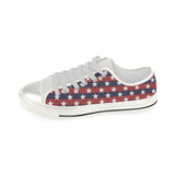 USA Star Pattern Background Women's Low Top Canvas Shoes White