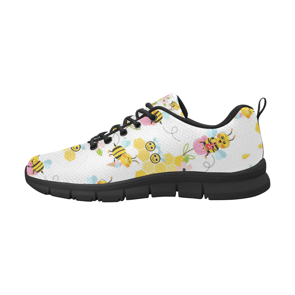 Cute Bee Pattern Men's Sneakers Black