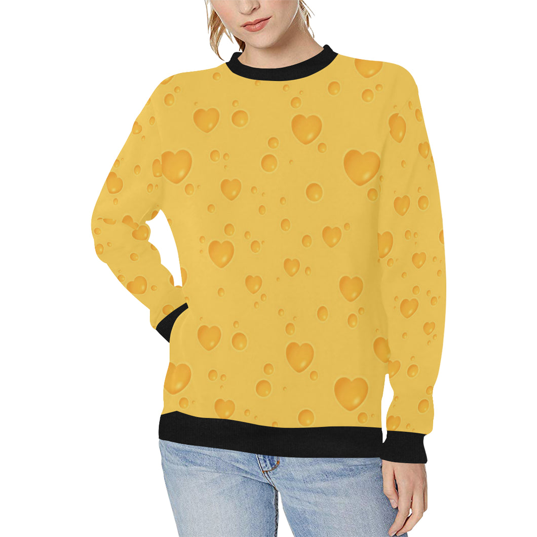 Cheese Heart Texture Pattern Women's Crew Neck Sweatshirt