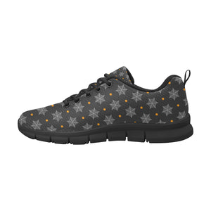 Cobweb Spider Web Pokka Dot Pattern Men's Sneakers Black