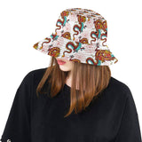 Red Dragon Hibiscus Pattern Unisex Bucket Hat