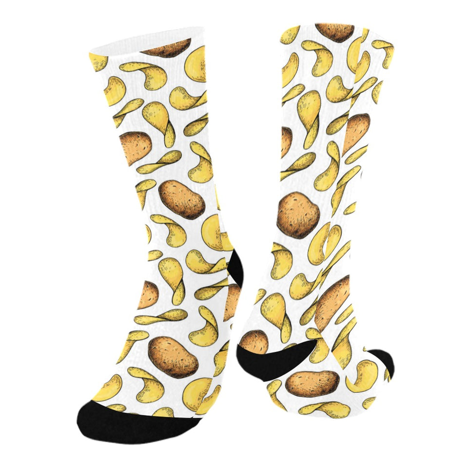 Potato Chips Pattern Print Design 01 Crew Socks