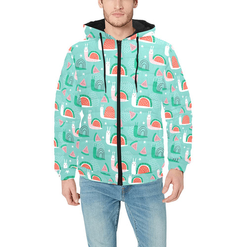 Snail Pattern Print Design 01 Men's Padded Hooded Jacket(ModelH42)