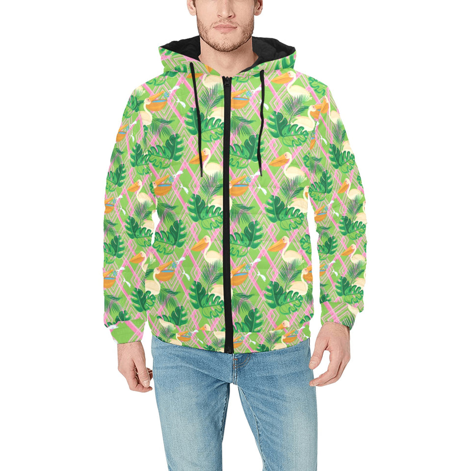 Pelican Pattern Print Design 05 Men's Padded Hooded Jacket(ModelH42)