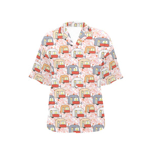 Camper Van Pattern Print Design 01 Women's All Over Print Hawaiian Shirt