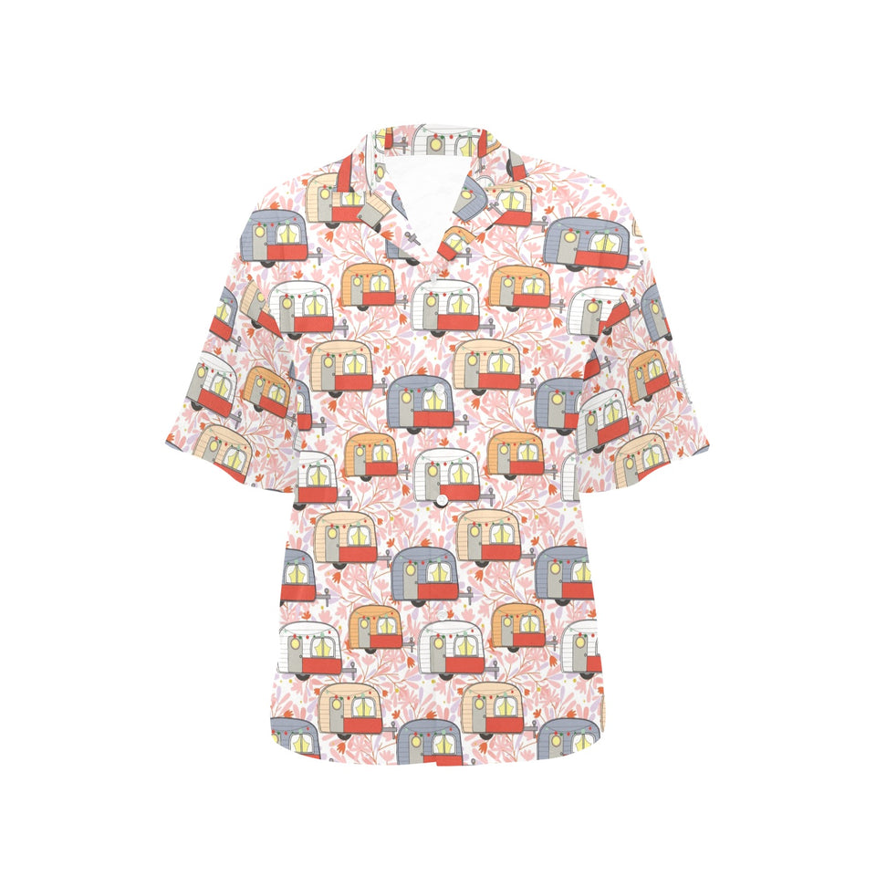 Camper Van Pattern Print Design 01 Women's All Over Print Hawaiian Shirt