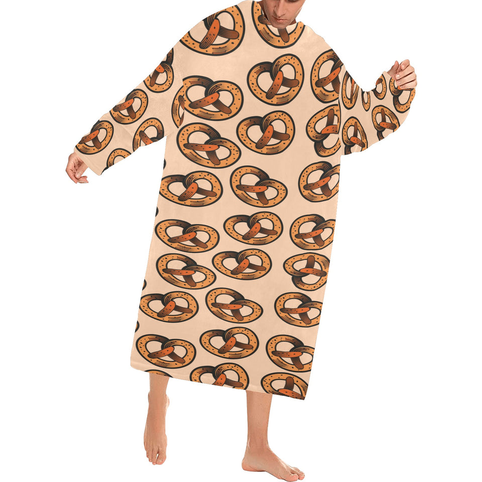 Pretzels Pattern Print Design 02 Blanket Robe with Sleeves