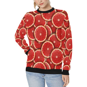 Sliced Grapefruit Pattern Background Women's Crew Neck Sweatshirt