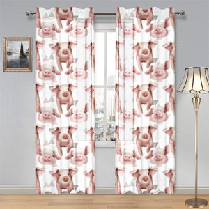 Pig Pattern Print Design 04 Gauze Curtain