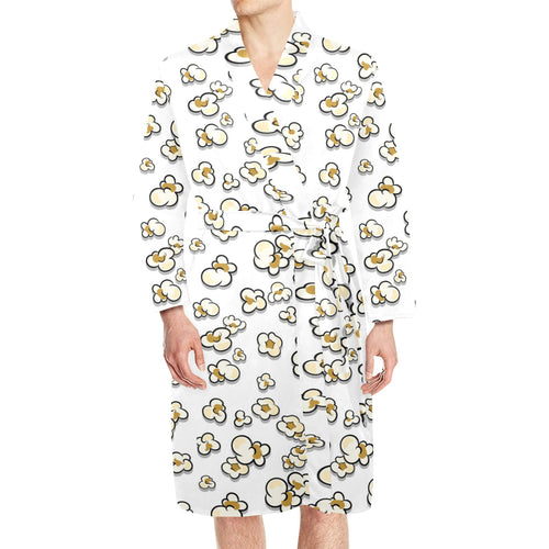 Popcorn Pattern Print Design 04 Men's Long Sleeve Belted Night Robe