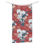 Red Theme Japanese Pattern Bath Towel