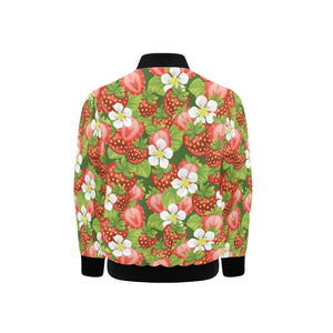 Strawberry Leaves Flower Pattern Kids' Boys' Girls' Bomber Jacket