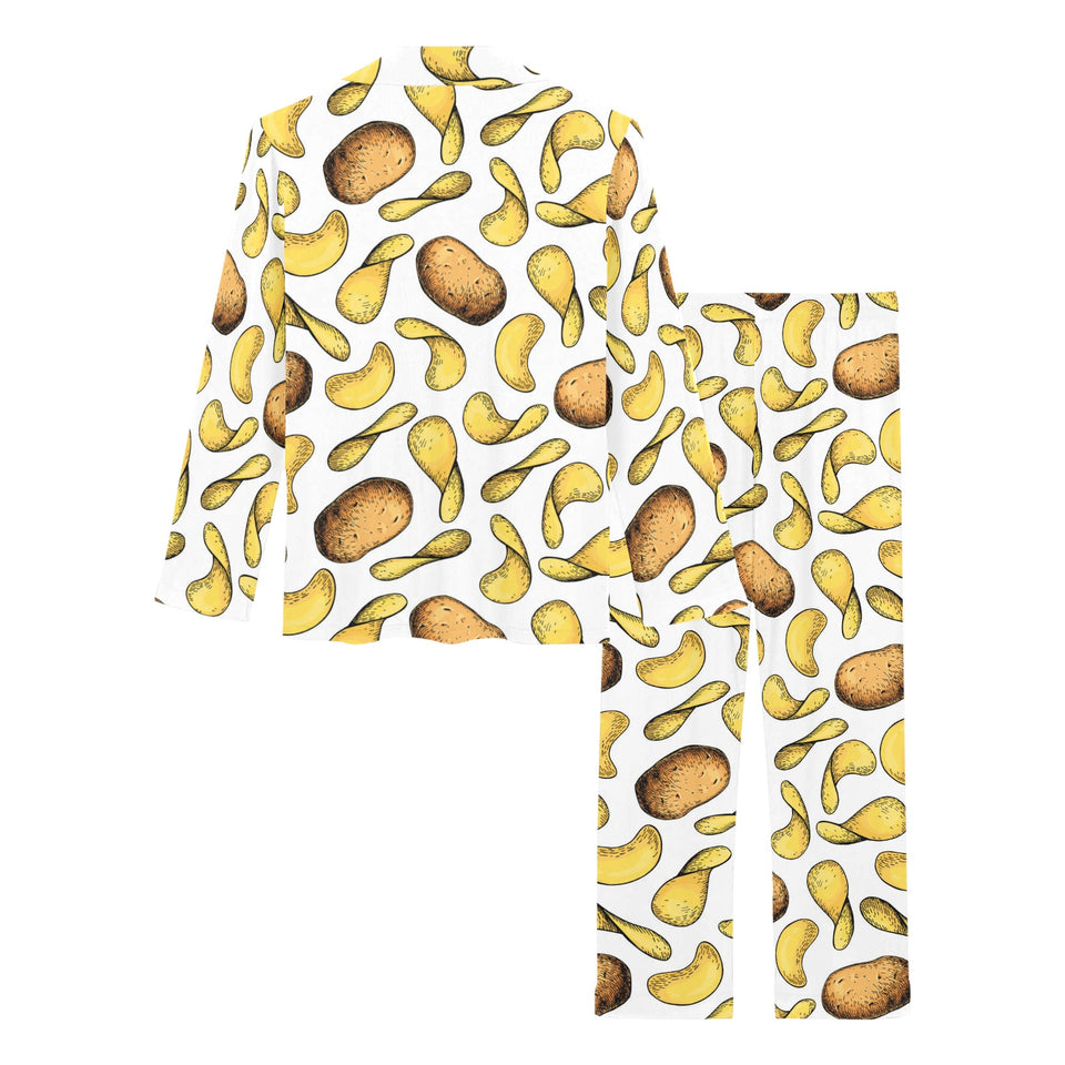 Potato Chips Pattern Print Design 01 Women's Long Pajama Set