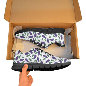 Eggplant Pattern Print Design 05 Women's Sneakers Black