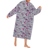 Hummingbird Pattern Print Design 04 Blanket Robe with Sleeves