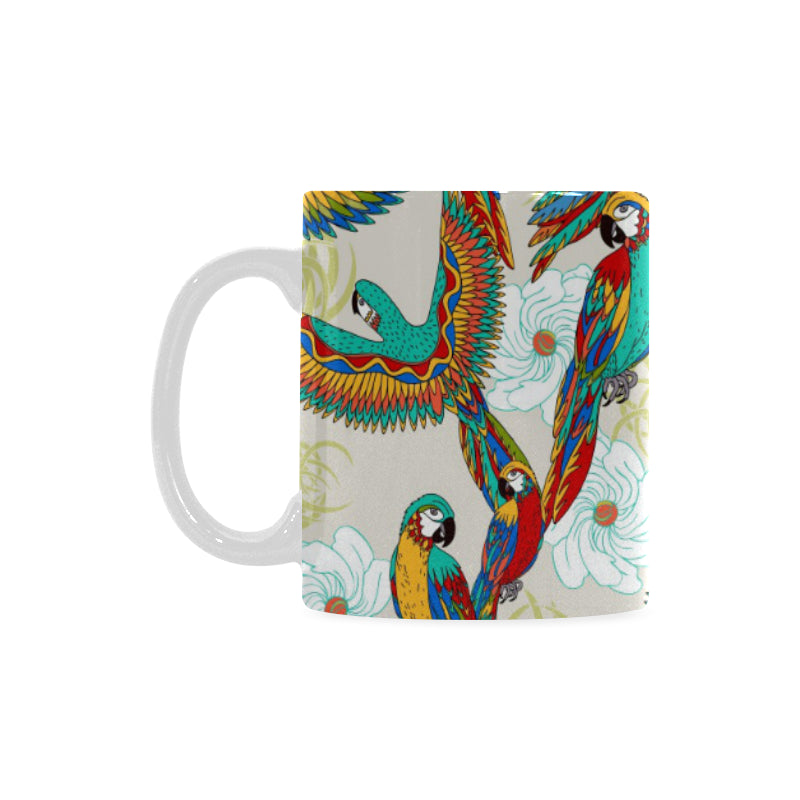 Parrot Flower Pattern Classical White Mug (FulFilled In US)