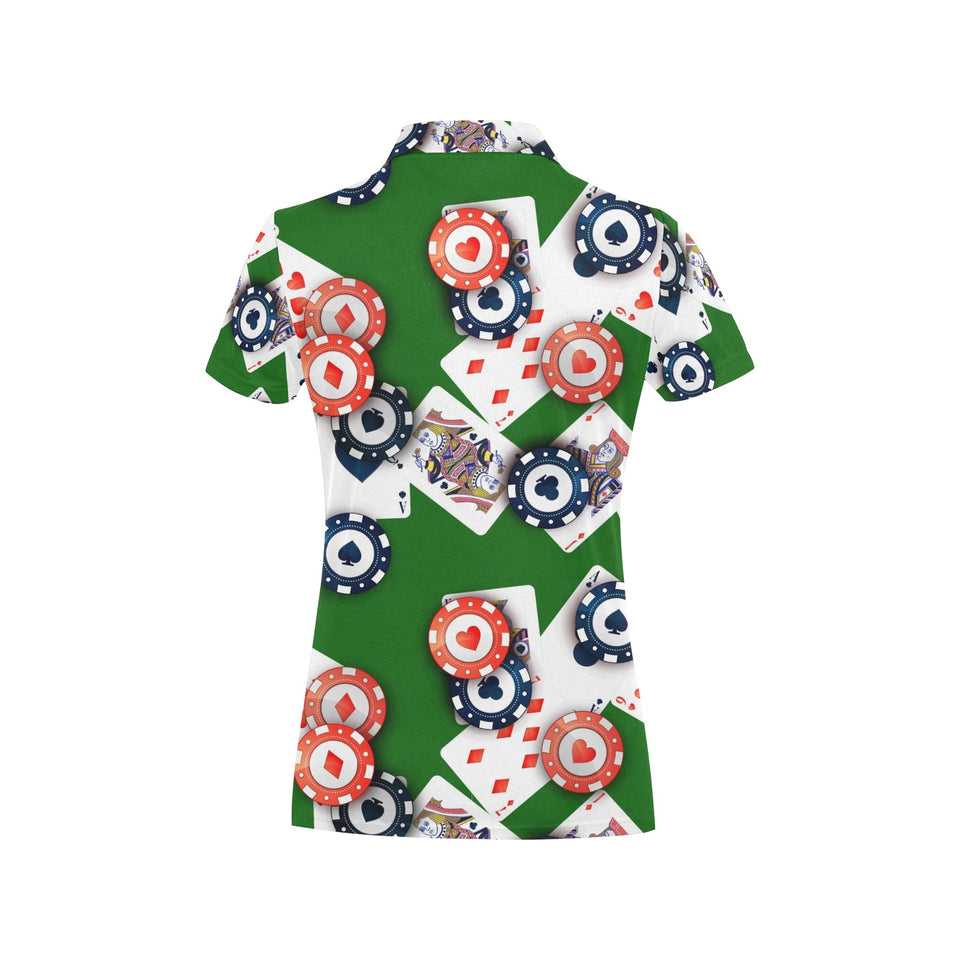 Casino Cards Suits Pattern Print Design 03 Women's All Over Print Polo Shirt