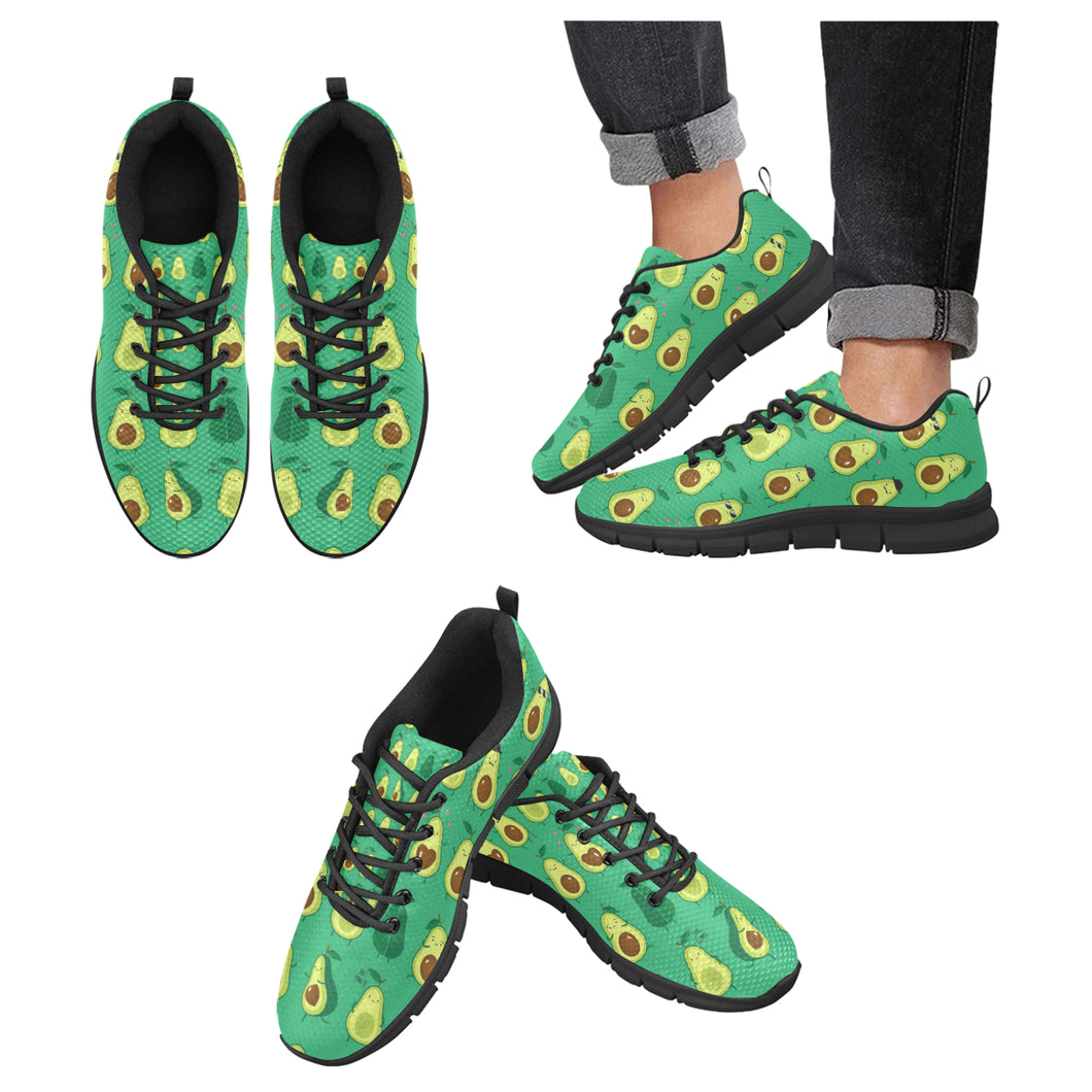 Cute Avocado Pattern Men's Sneakers Black