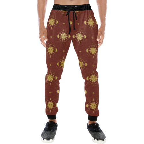 Sun Pattern Red Background Unisex Casual Sweatpants