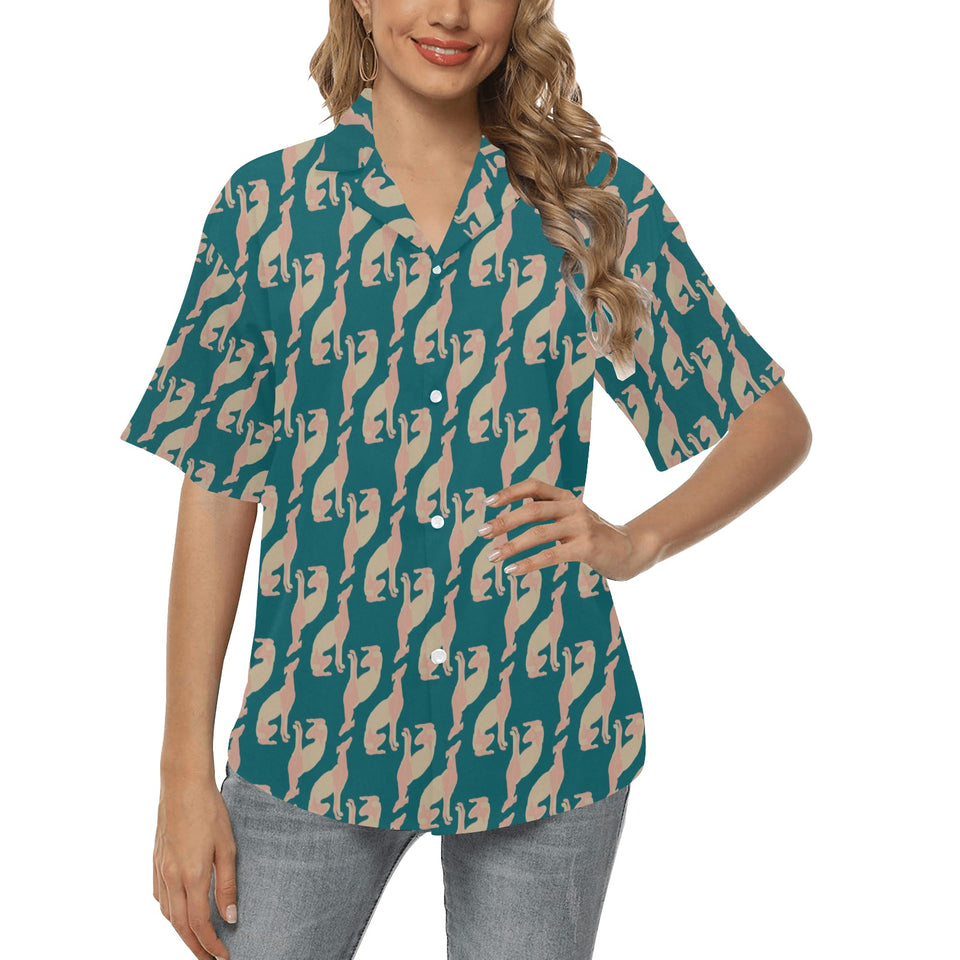 Greyhound Pattern Print Design 05 Women's All Over Print Hawaiian Shirt