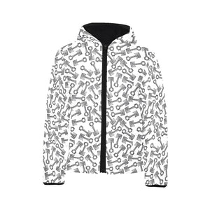 Engine Piston Pattern Print Design 01 Kids' Boys' Girls' Padded Hooded Jacket