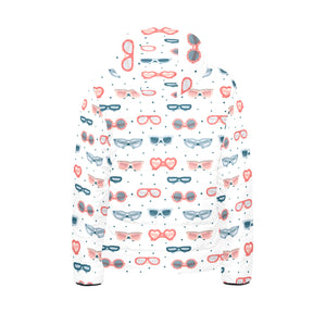 Sun Glasses Pattern Print Design 02 Kids' Boys' Girls' Padded Hooded Jacket