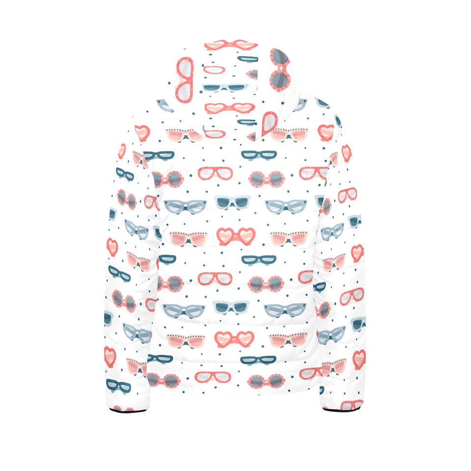 Sun Glasses Pattern Print Design 02 Kids' Boys' Girls' Padded Hooded Jacket