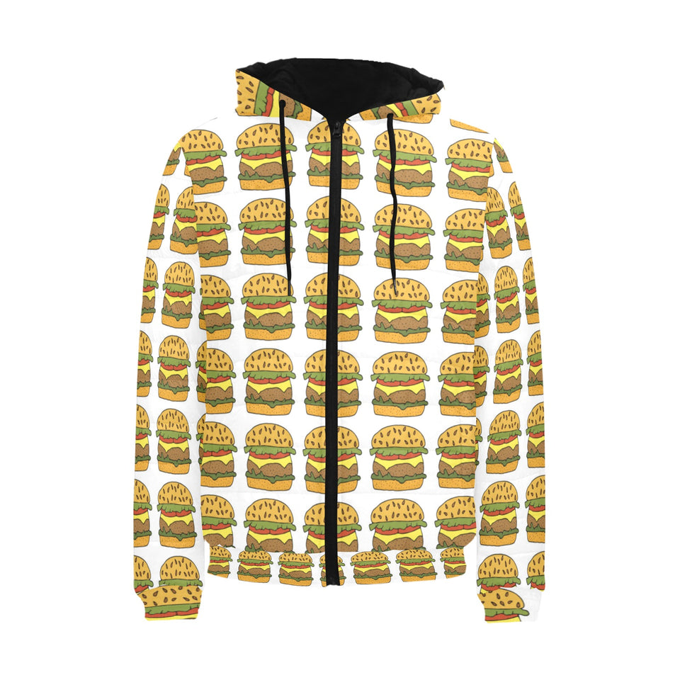 Hamburger Pattern Print Design 05 Men's Padded Hooded Jacket(ModelH42)