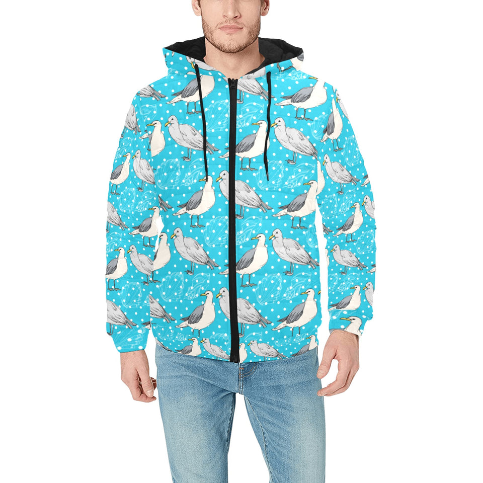 Seagull Pattern Print Design 02 Men's Padded Hooded Jacket(ModelH42)