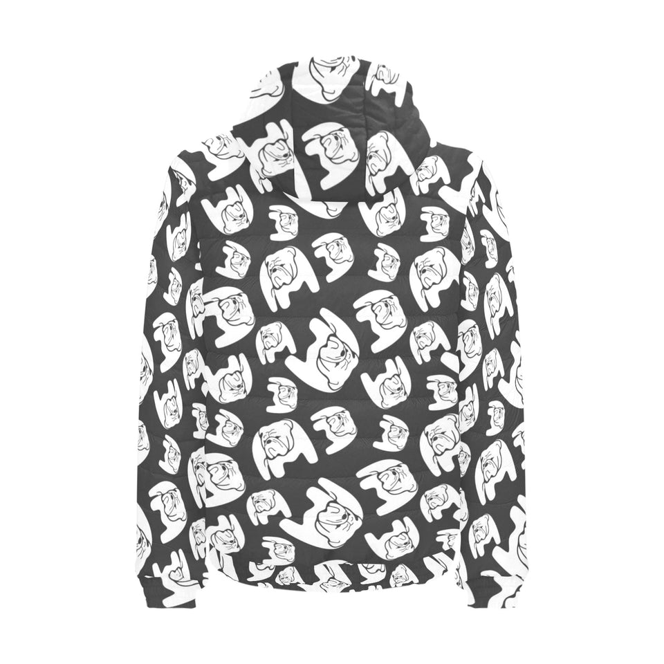 English Bulldog Pattern Print Design 02 Men's Padded Hooded Jacket(ModelH42)