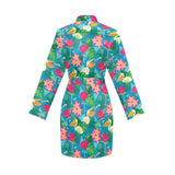 Pelican Pattern Print Design 03 Women's Long Sleeve Belted Night Robe